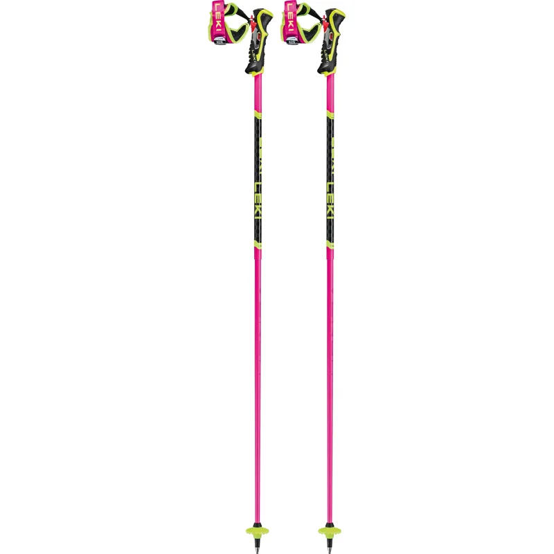 Leki Venom SL3D Ski Poles in Neon Pink/ Carbon-1