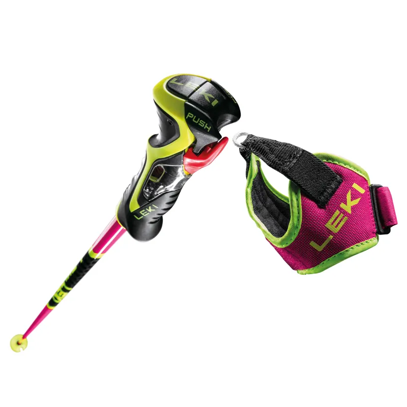 Leki Venom SL3D Ski Poles in Neon Pink/ Carbon-2