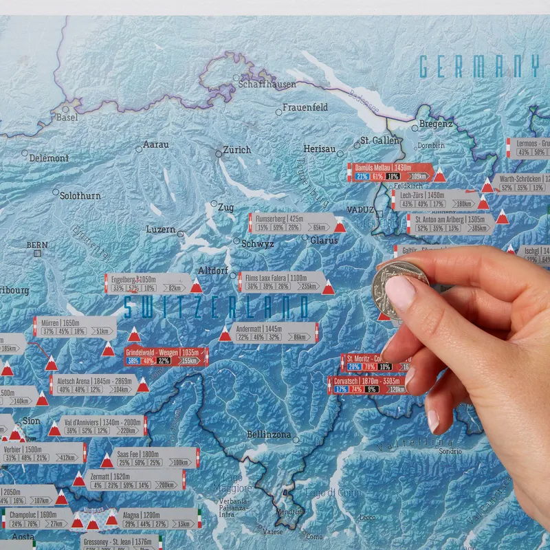 Ski Resorts of Europe Map with Scratch Off Panels-1