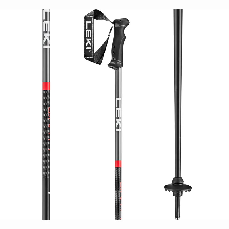 Leki QNTM Ski Poles in Anthracite and Red