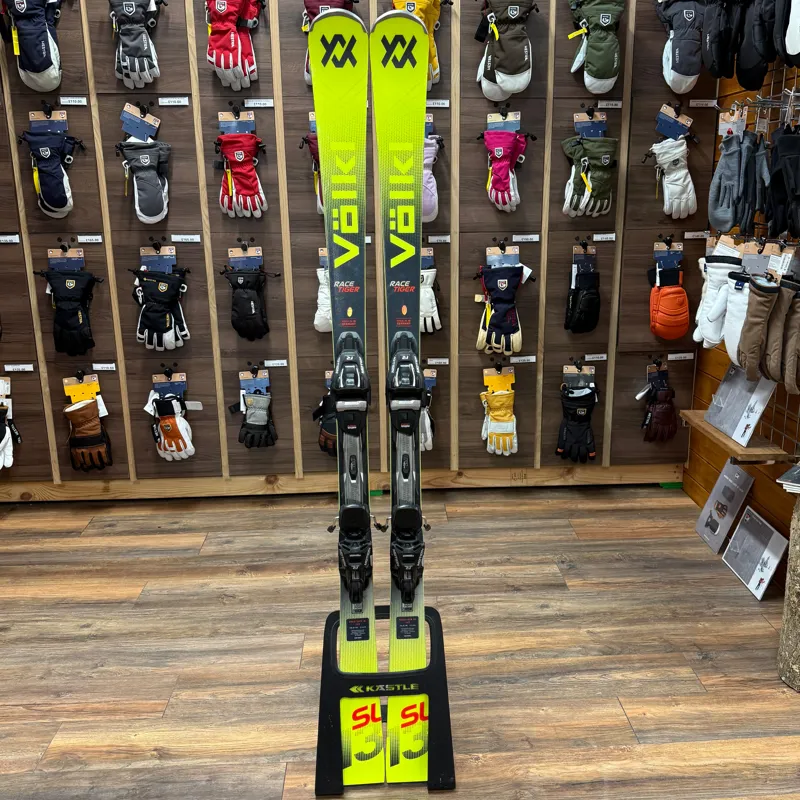 Volkl Racetiger SL 165CM Ex-Demo Skis with Marker Bindings Yellow-1