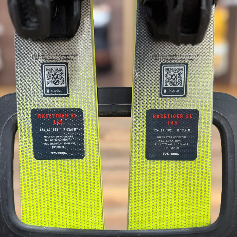 Volkl Racetiger SL 165CM Ex-Demo Skis with Marker Bindings Yellow-3