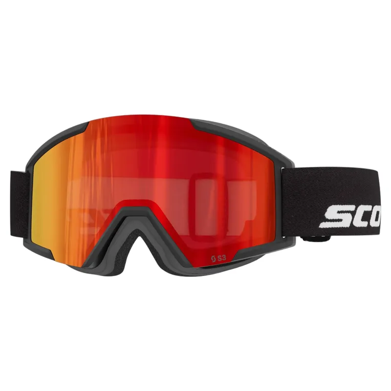 Scott Shield Pro Junior Ski Goggles in Black with Red Chrome Lens