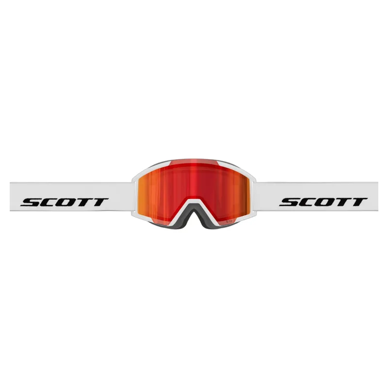 Scott Shield Pro Junior Ski Goggles in White with Red Chrome Lens-1