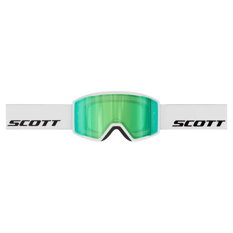 Scott Trace Pro Ski and Snowboard Goggles in White with Green Chrome Lens-1