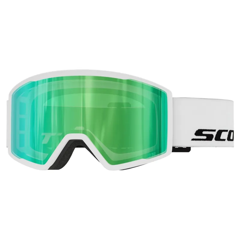 Scott Trace Pro Ski and Snowboard Goggles in White with Green Chrome Lens