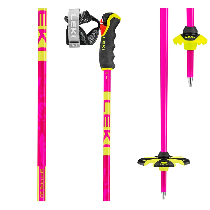 Leki Spitfire 3D Ski Poles with Grip Release System in Neon Pink