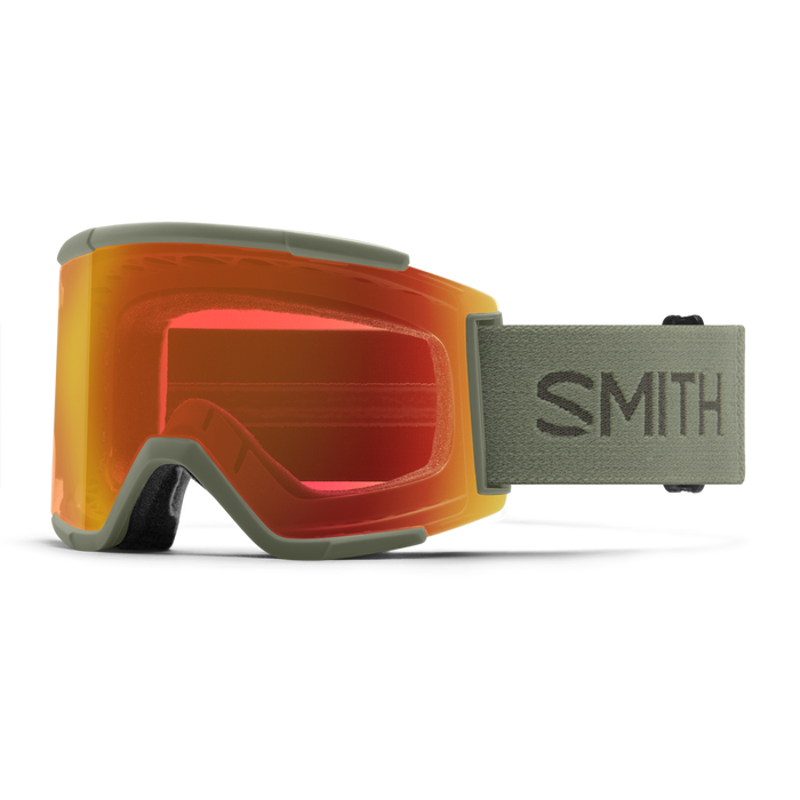 Smith Squad XL Fatigue Green with Chromapop Everyday Red Mirror Lens + Spare Lens