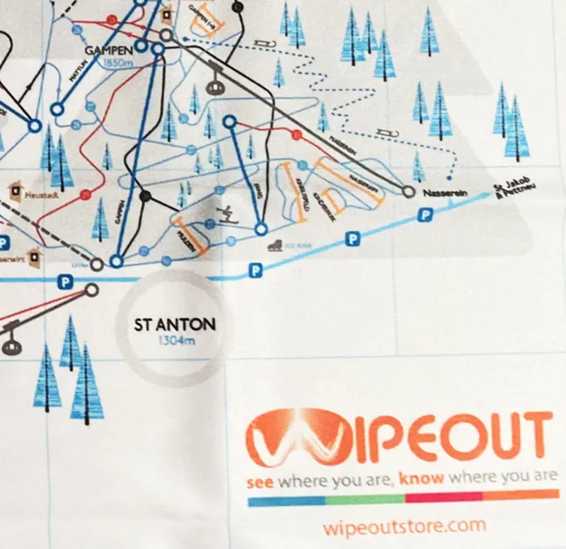 Wipeout St Anton Piste Map Microfibre Goggle Cloth and Resort Map-2