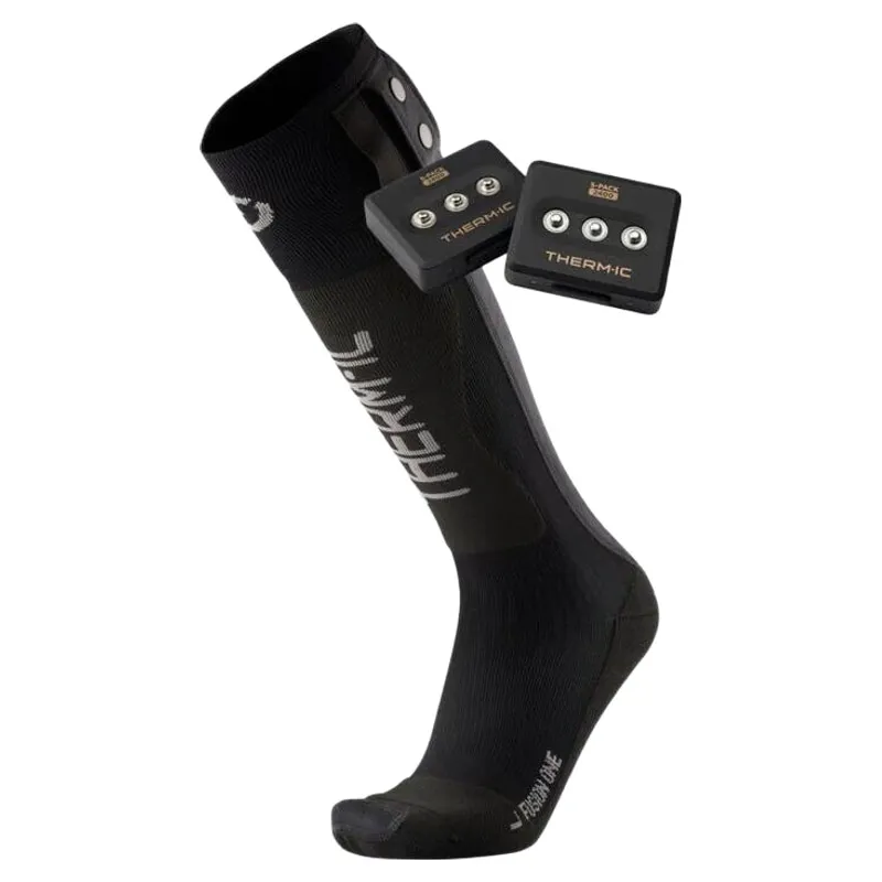 Therm'ic Heat Fusion One Heated Ski Sock Set + S-Pack 2400 in Black