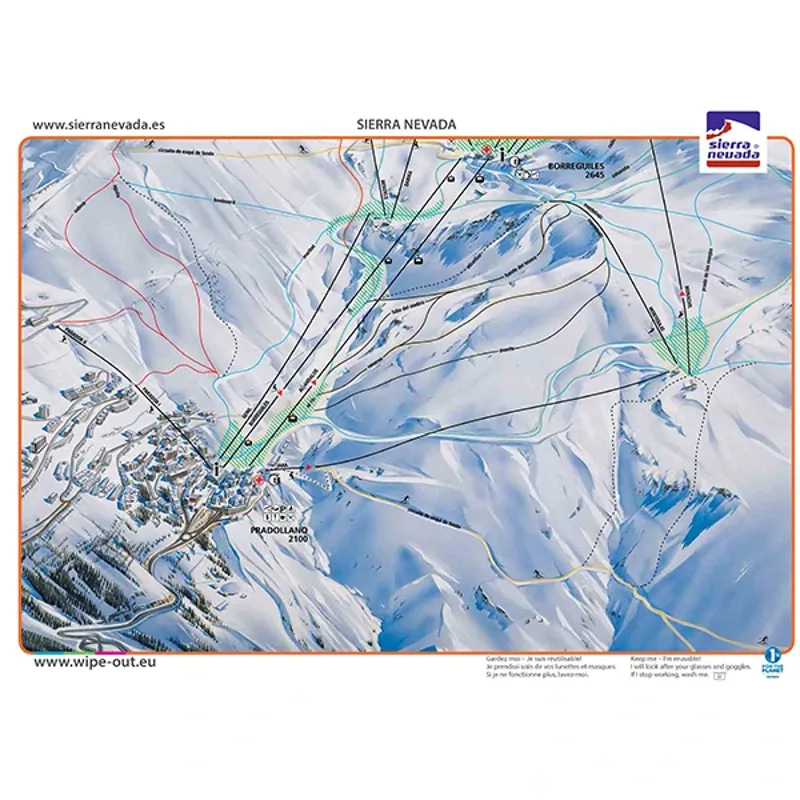 Wipeout Sierra Nevada Piste Map Microfibre Goggle Cloth and Resort Map-1