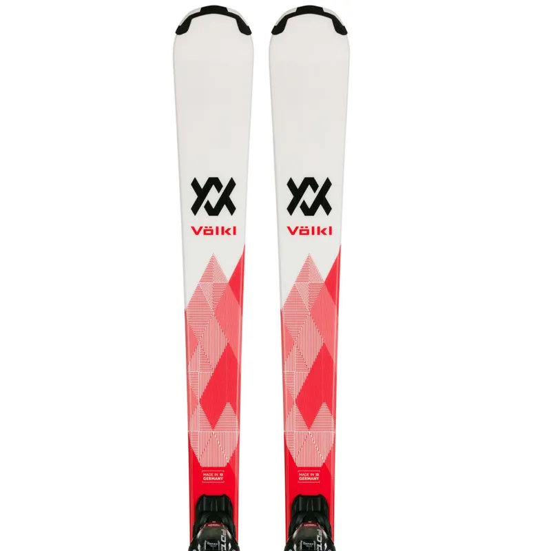 Volkl Deacon 7.2 Piste Skis in Red+White with Adjustable Volkl Deacon 7.2 Piste Skis in Red+White with Adjustable